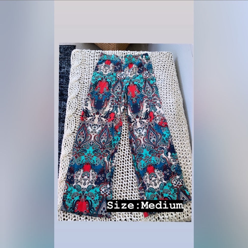 Bohemian style, wide leg pants